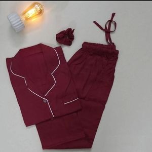 Women Plain Solid Color Pajama Sets/ loungewear Pjs/ night suits